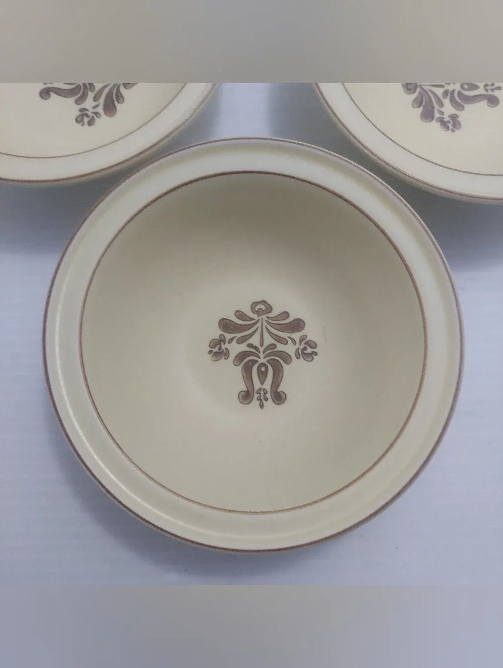 SET OF 4 VINTAGE PFALTZGRAFF VILLAGE BROWN AND CREAM COLORED CEREAL BOWLS 6